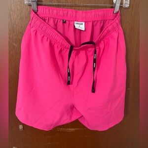 Gymshark Women's Vivid Pink Athletic Shorts with Black Drawcord